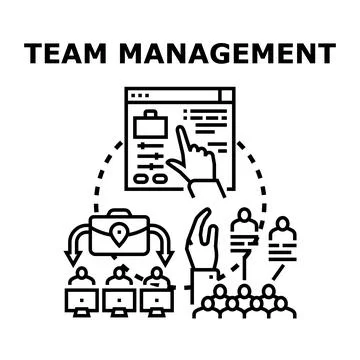 Team management system planning and coordinating tasks イラスト素材
