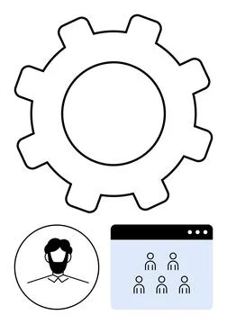 Team management, workflow automation, user interface design, online collabora Illustrazione stock