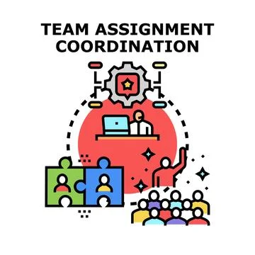 Team managing assignment coordination and collaboration concept Stock Illustration