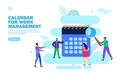 Team managing work with calendar Stock Illustration