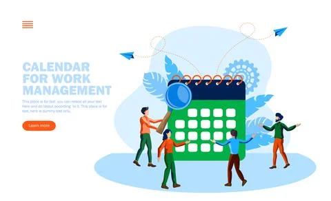 Team managing work with calendar vector illustration concept Stock Illustration