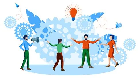 Team managing work with idea or skill vector illustration concept Illustrazione stock