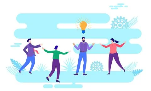 Team managing work with idea or skill Stock Illustration