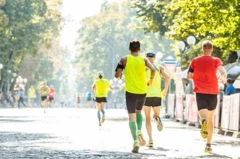 Team Marathon runners Stock Photos
