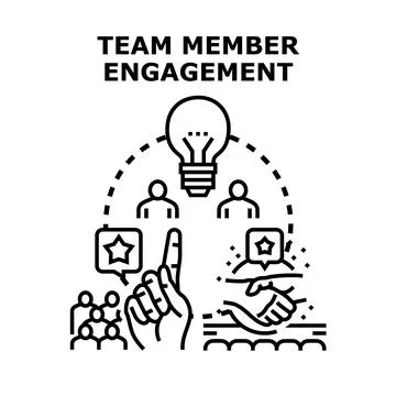 Team member engagement developing collaboration and strong ideas Stock Illustration