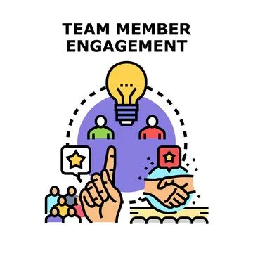 Team member engagement developing collaboration and strong ideas Ilustración de archivo