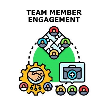 Team member engagement development building strong workplace connection Stock Illustration