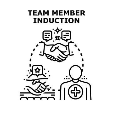 Team member induction process onboarding business concept Stock Illustration