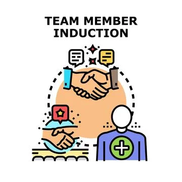 Team member induction process onboarding business concept Stock Illustration