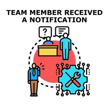 Team member receiving technical service inquiry notification Stock Illustration