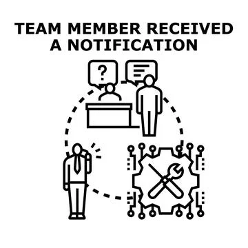 Team member receiving technical service inquiry notification Stock Illustration