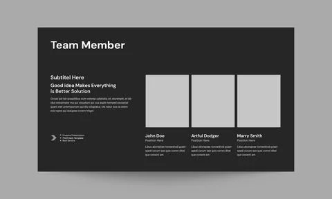 Team Member Slide Presentation Template | Modern Team Profile Design Stock Illustration