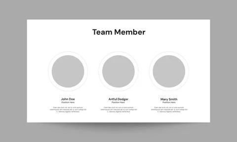 Team Member Slide Presentation Template Professional Team Profile Design Stock Illustration