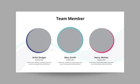 Team Member Slide Presentation Template Corporate Profile Design Stock Illustration