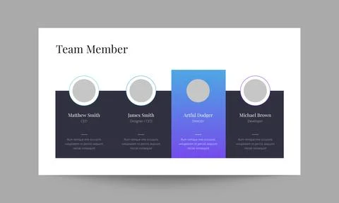 Team Member Slide Presentation Template Stock Illustration