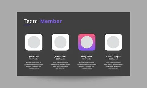 Team Member Slide Presentation Template Stock Illustration
