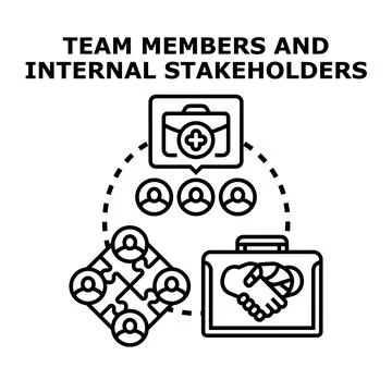 Team members and internal stakeholders collaborating on business strategy Stock Illustration