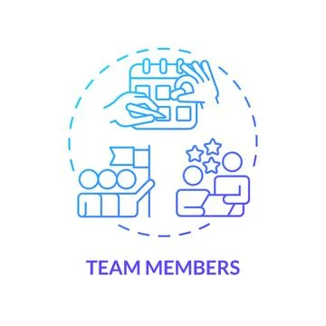 Team members blue gradient concept icon Illustrazione stock