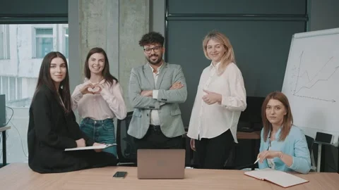 Team members collaborate in a modern office Video stock 318524071