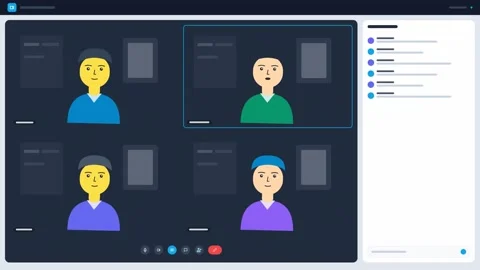 Team members participating in a virtual video conference meeting. 4K Video stock 342898410