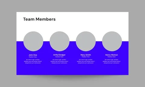 Team Members Slide Presentation Template Modern Corporate Team Profile Design Stock Illustration