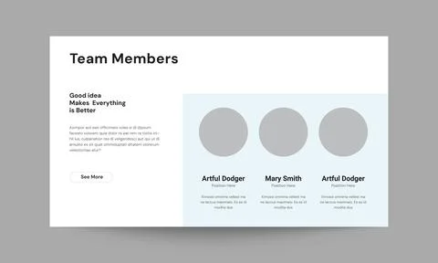 Team Members Slide Presentation Template Modern Corporate Team Profile Design Stock Illustration