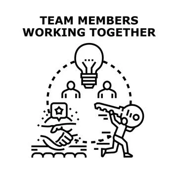 Team members working together achieving business goals Stock Illustration