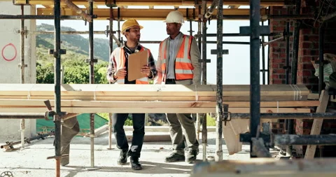 Team, men and inspection for construction project, planning and development Stock Footage 336227767