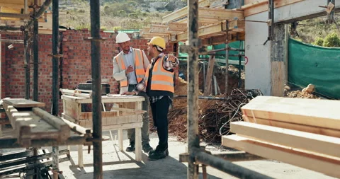 Team, men and planning for construction project, idea or development assessment Stock Footage 336220743
