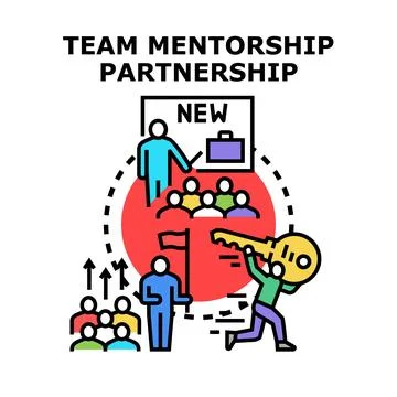 Team mentorship partnership developing new business ideas Stock Illustration