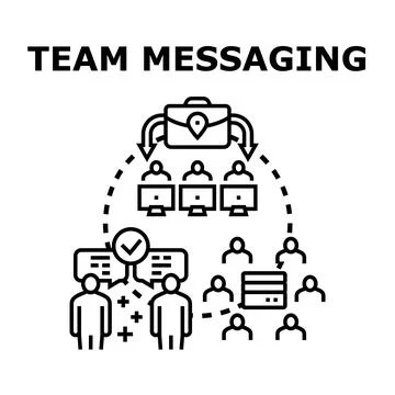 Team messaging and communication delivering project information Stock Illustration
