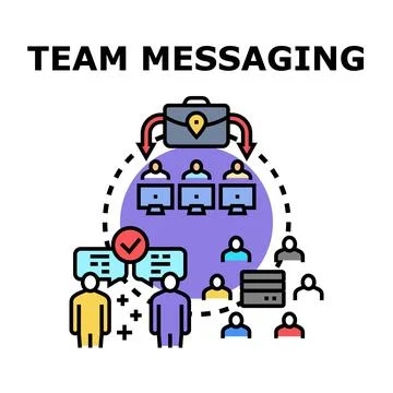 Team messaging and communication delivering project information Ilustração Stock
