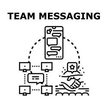 Team messaging communicating online using mobile devices Stock Illustration