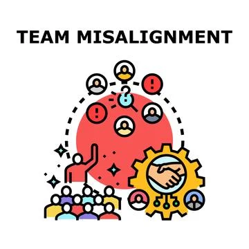 Team misalignment concept creating communication breakdown problem Stock Illustration