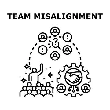 Team misalignment concept creating communication breakdown problem Stock Illustration