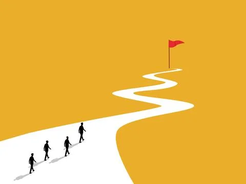 Team is moving along the path towards its organizational goals Stock Illustration