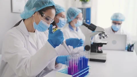 Team of multinational laboratory technicians Stock Footage 230447293
