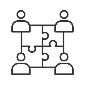 Team network and interconnected collaboration icon in line design. Team network Stock Illustration