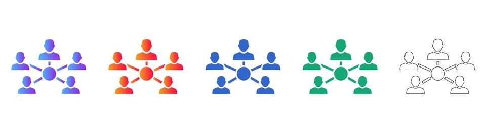 Team Network Connection Icon Set Stock Illustration