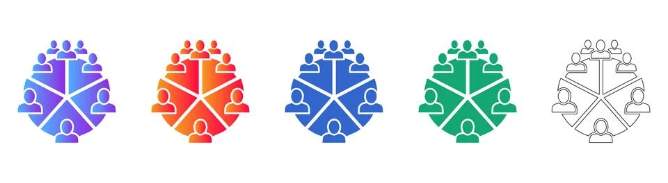 Team Networking and Collaboration Circle Icons Stock Illustration
