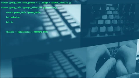 Team networking, writing code. Computer coding concept with visual effects Stock Footage 191617915