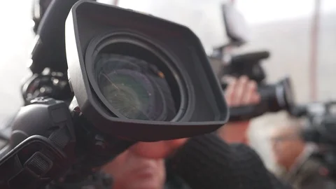 Team news camera mans, and photographers working, stock video Stock Footage 101892030