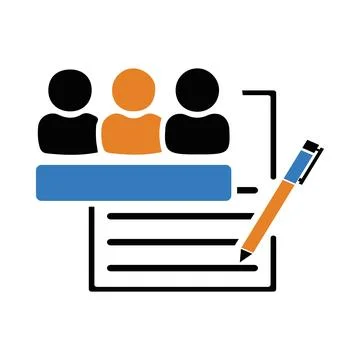 Team, note, pen, man, team report icon Stock Illustration