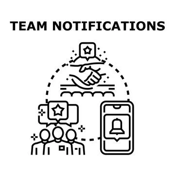 Team notifications management achieving digital communication goals Stock Illustration
