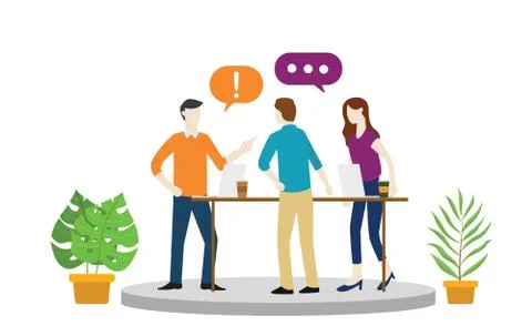Team office debate or argument about something with angry emotion or hot situ Stock Illustration