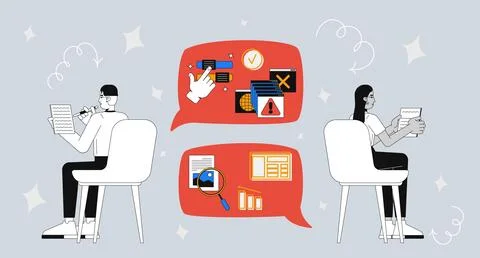 Team onboarding process with visual communication 2D mixed media illustration Stock Illustration