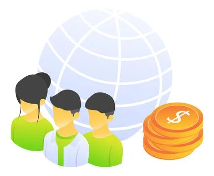 Team of online workers with browser Stock Illustration