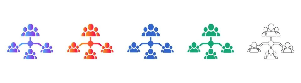 Team Organization Structure Icon Set Illustrazione stock