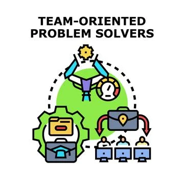 Team oriented problem solvers concept working collaboratively Stock Illustration