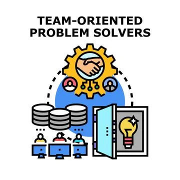 Team oriented problem solvers finding business solutions Stock Illustration